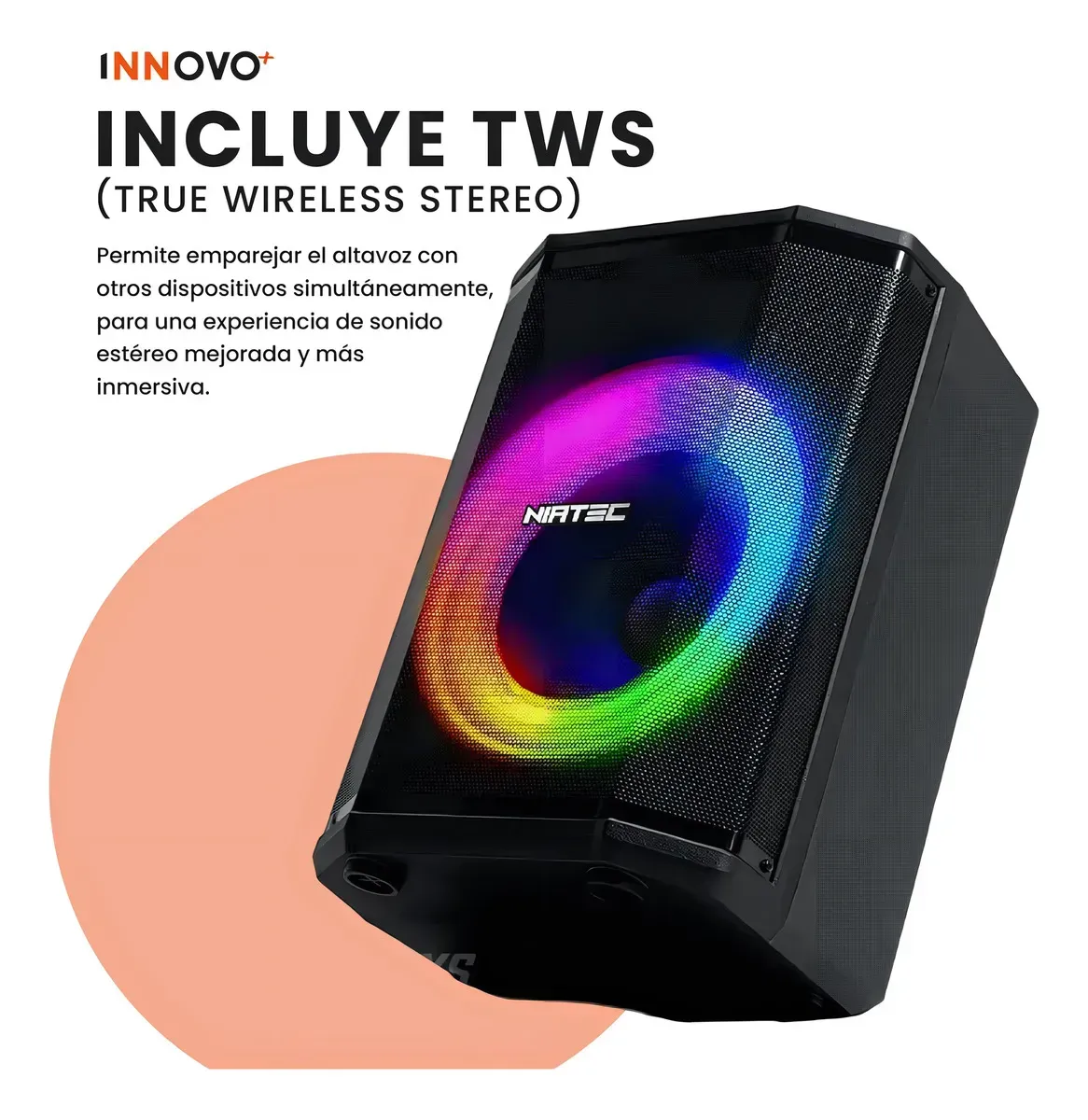 Parlante Bluetooth Portátil Recargable 30w Niatec 8 RGB Tws Micrófono Control Remoto img #6