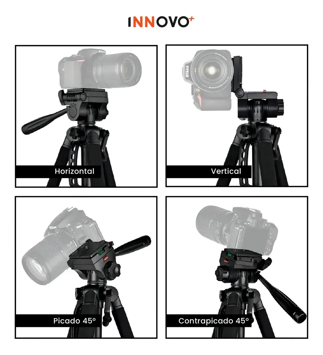 Trípode Profesional F580 170cm Doble Nivel Para Cámara Y Celular Con Giro 360° img #4