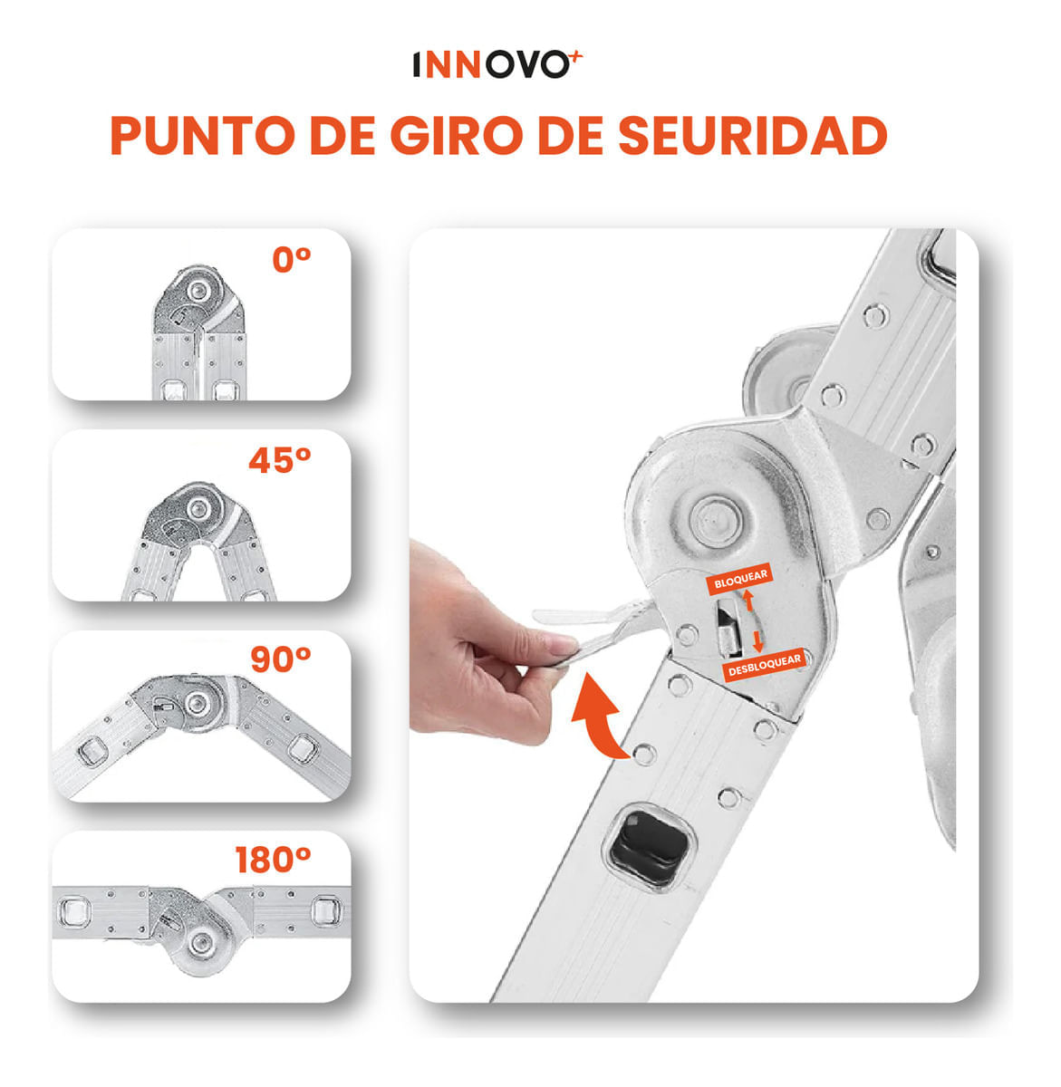 Escalera Todo En 1 Multifunción 16 Pasos Ajustable Aluminio Práctica Innovo Resiste 150 Kilos Multifuncional img #4