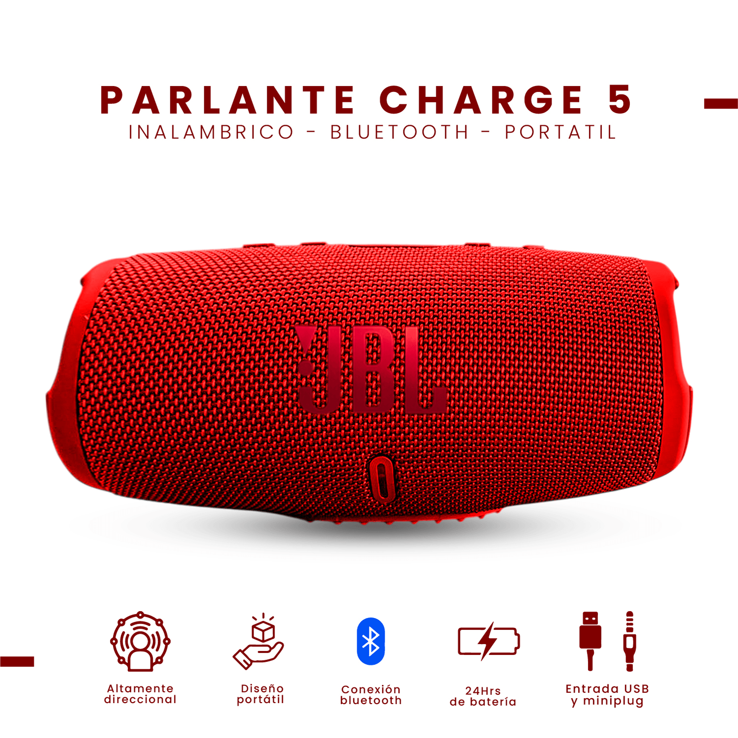 Parlante Recargable Charge 5 Sonido Potente Bluetooth Portátil img #3