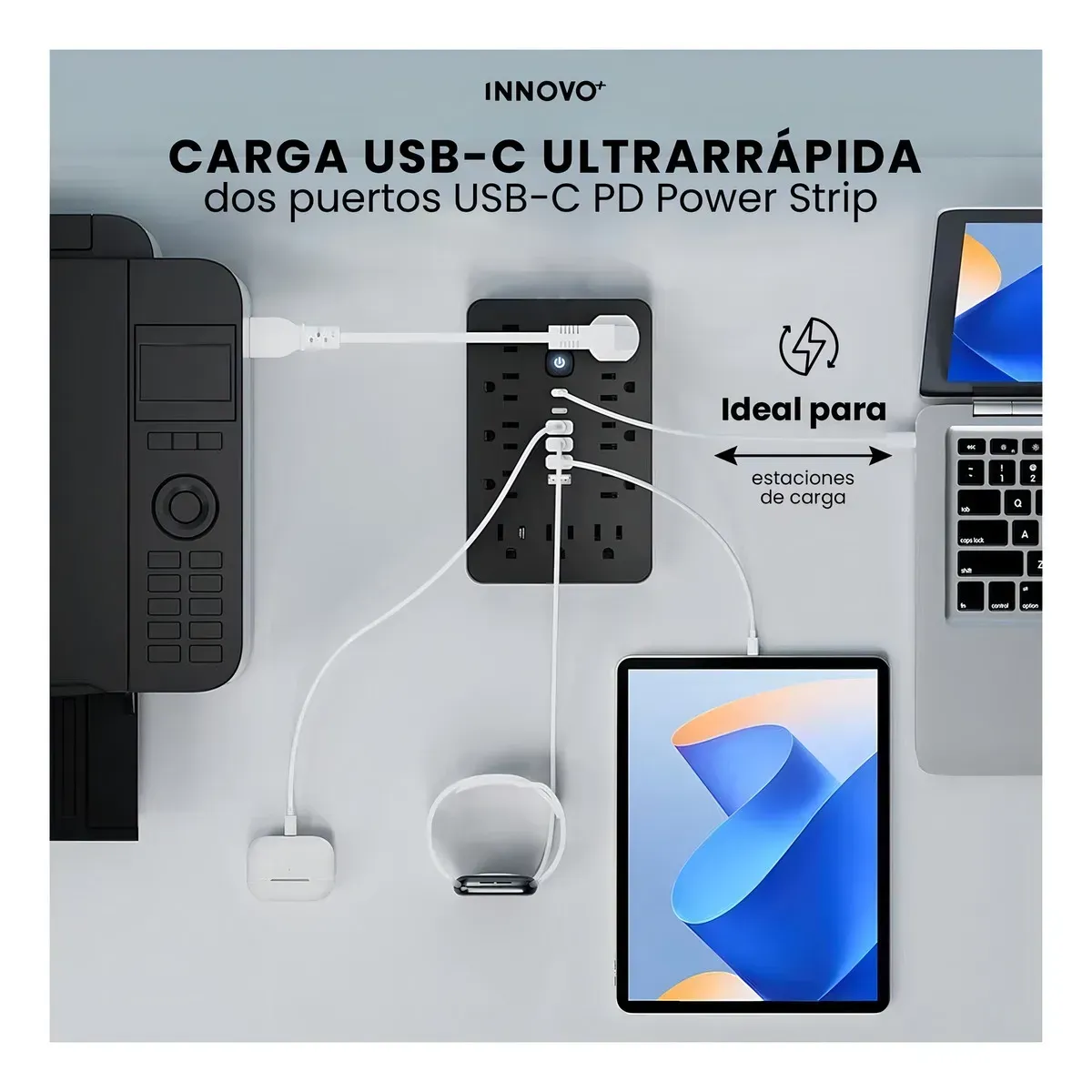 Multitoma 17 En 1 Regleta Eléctrica 11 Tomas 6 Usb Carga Rápida Usb-c img #8