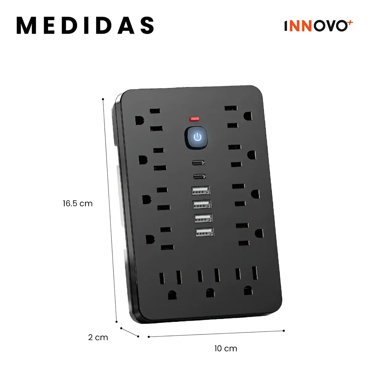 Multitoma 17 En 1 Regleta Eléctrica 11 Tomas 6 Usb Carga Rápida Usb-c img #1