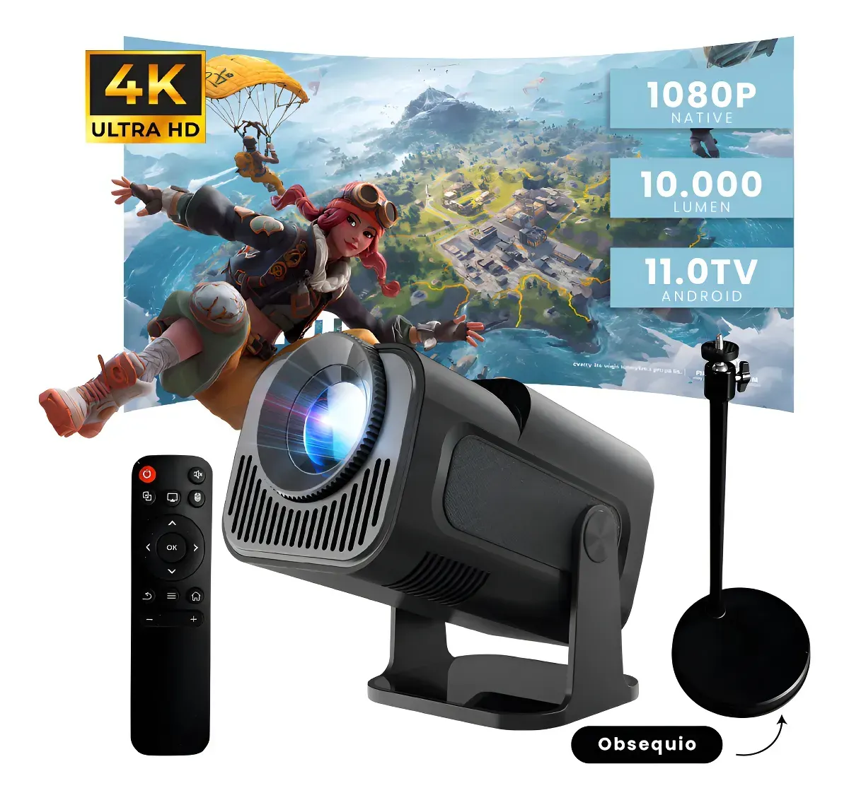 Proyector Hy320 Mini Pro Smart Hasta 200 P 4k Android 11 Wifi 5g Bluetooth Soporte Incluido Magic Cubic img #1