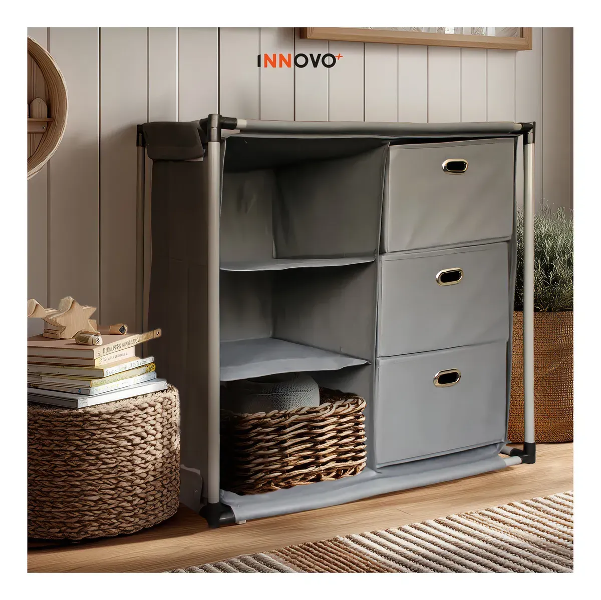 Organizador De Ropa Hogar Multiusos Armable Metálico Gris Cajones Inn Home img #2