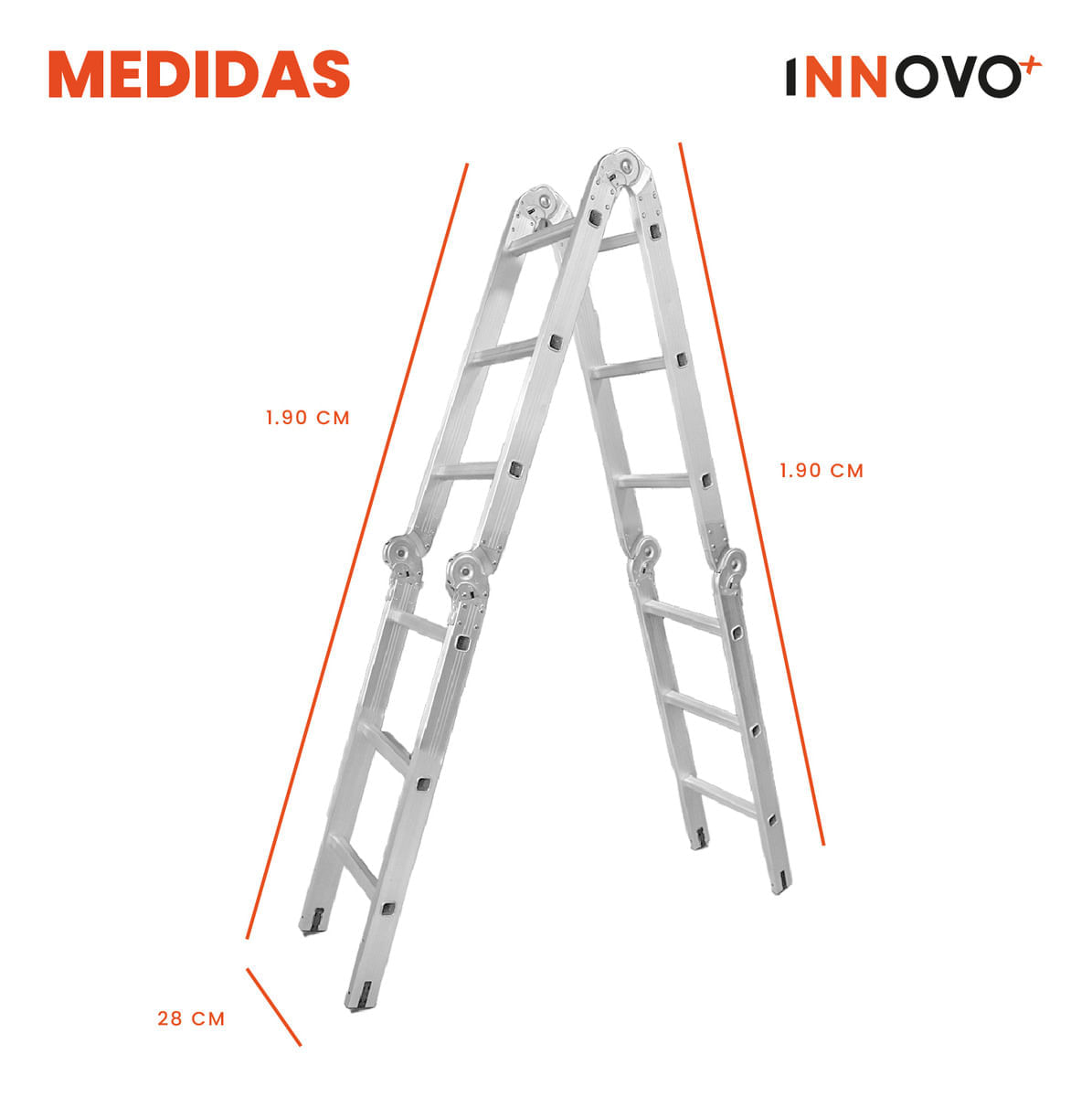 Escalera Todo En 1 Multifunción 12 Pasos Ajustable Innovo Resiste 150 Kilos img #2