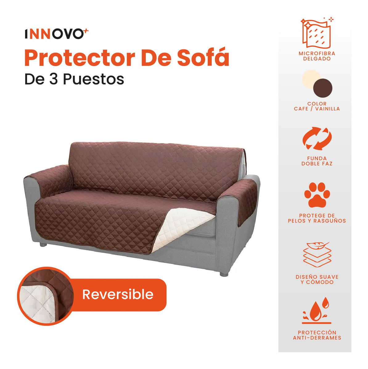 Protector De Sofá De 3 Puestos Doble Cara Semi Impermeable img #2