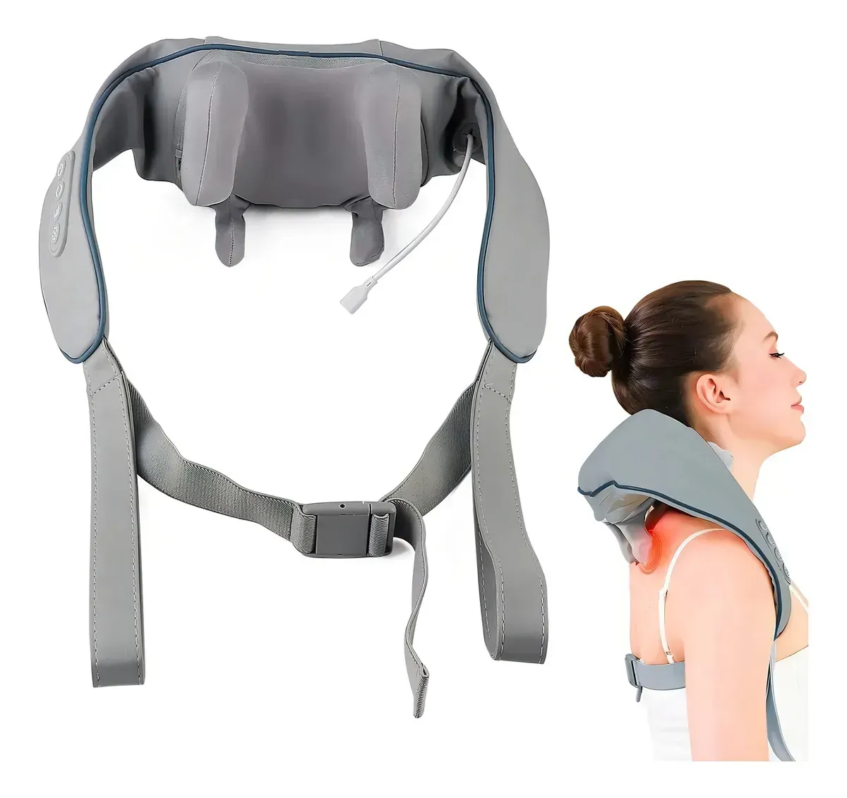 Masajeador De Cuello Antiestres Recargable Alto Confort Con Calefacción Para Cuello Espalda img #1