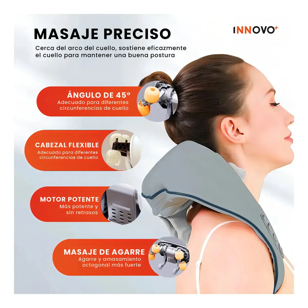 Masajeador De Cuello Antiestres Recargable Alto Confort Con Calefacción Para Cuello Espalda img #8