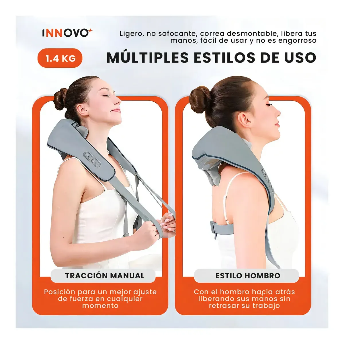 Masajeador De Cuello Antiestres Recargable Alto Confort Con Calefacción Para Cuello Espalda img #7