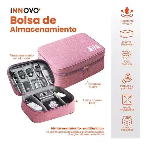 Organizador De Accesorios Tecnológicos Estuche Con División Impermeable Rosado img #5