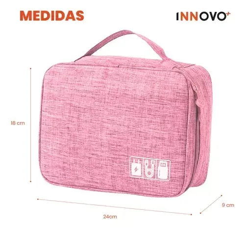 Organizador De Accesorios Tecnológicos Estuche Con División Impermeable Rosado img #2