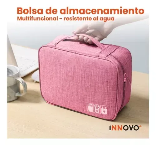 Organizador De Accesorios Tecnológicos Estuche Con División Impermeable Rosado img #4