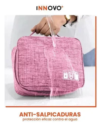 Organizador De Accesorios Tecnológicos Estuche Con División Impermeable Rosado img #3