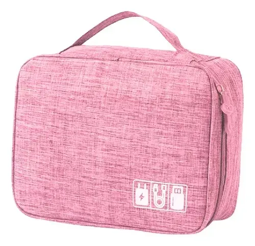 Organizador De Accesorios Tecnológicos Estuche Con División Impermeable Rosado img #1