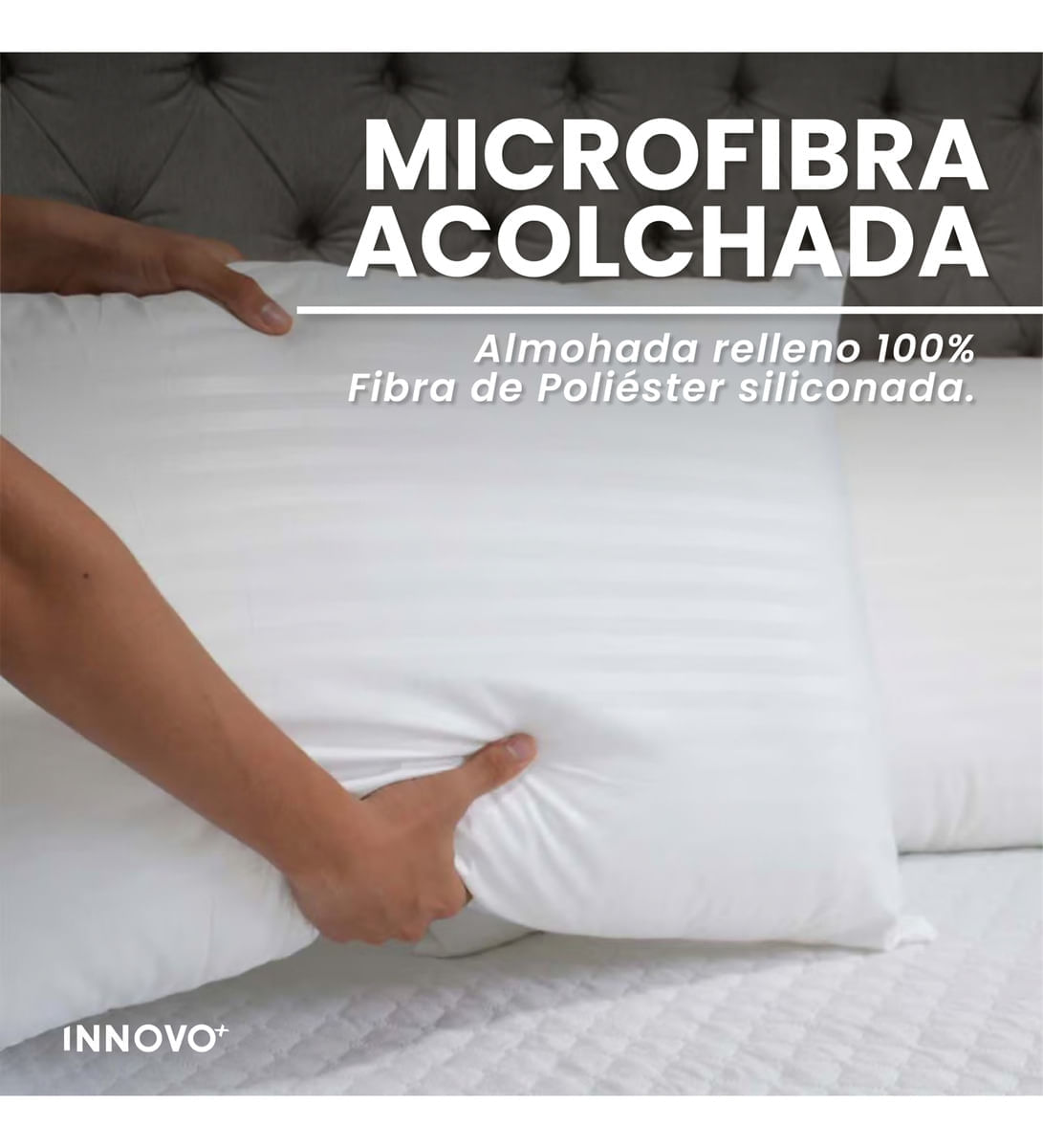 2 Almohadas Confort Pareja Siliconado Acolchada Innovo img #6