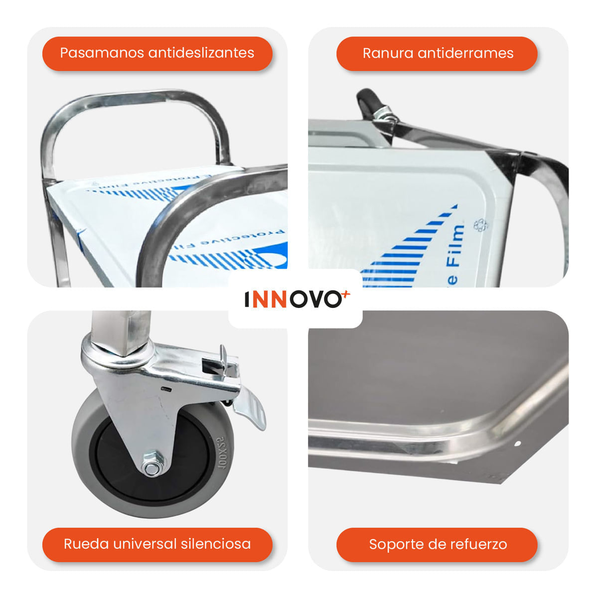 Carro Estante Organizador De Servicio 2 Niveles Acero Inoxidable Con Rodachines img #5