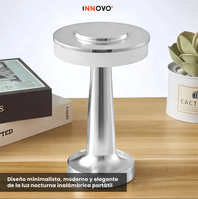 Lámpara De Mesa Led Gris Táctil Recargable USB Aluminio Regulable 3 Niveles img #6