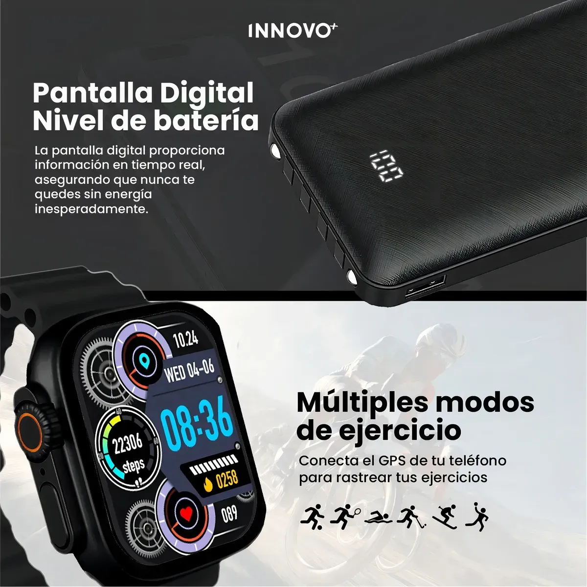 Smartwatch Deportivo Con 7 Pulsos Contesta Llamadas Con Bateria Portatil Para Celular img #6