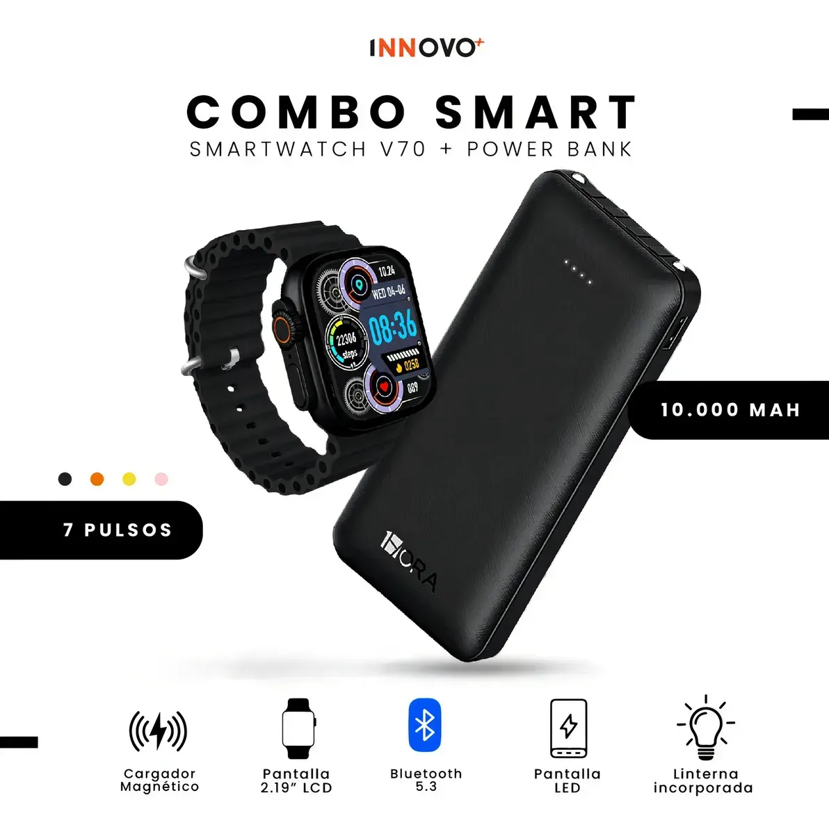 Smartwatch Deportivo Con 7 Pulsos Contesta Llamadas Con Bateria Portatil Para Celular img #3
