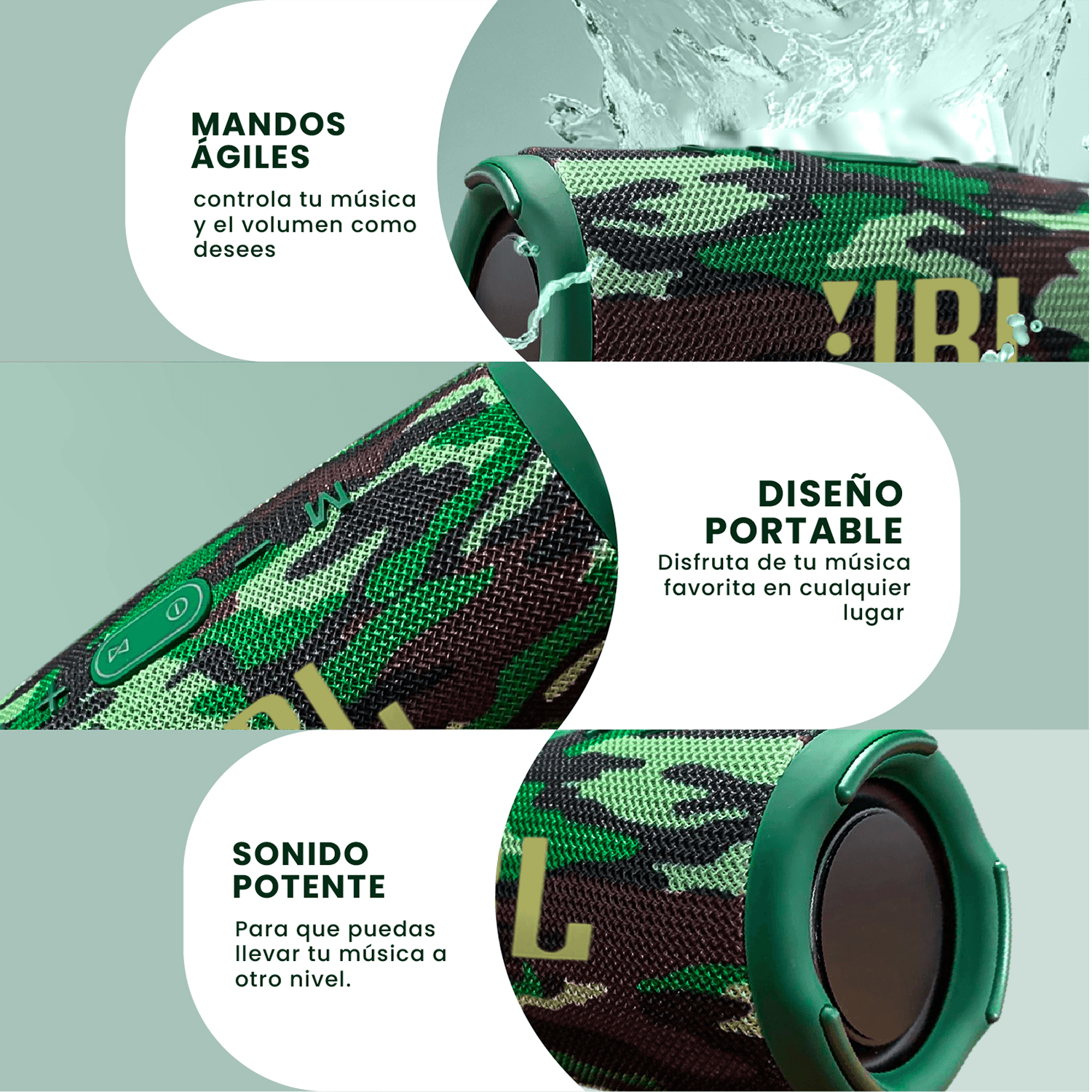 Parlante Charge 5 Sonido Potente Bluetooth Portátil Verde img #5