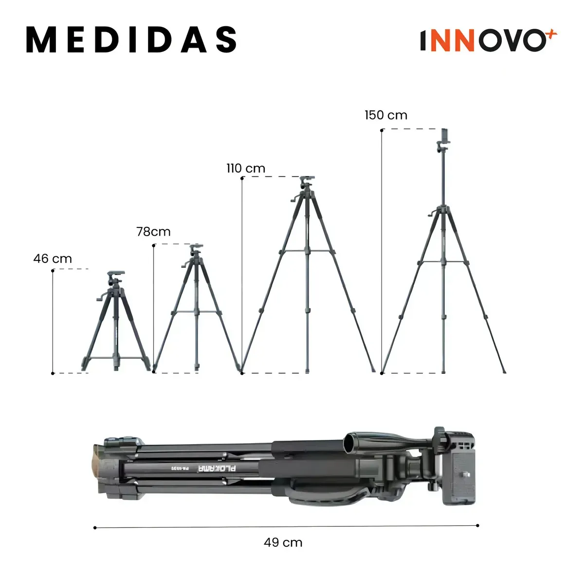 Trípode Profesional Aluminio 150 Cm Celular Cámara Control Bluetooth Estuche Panorámico img #3