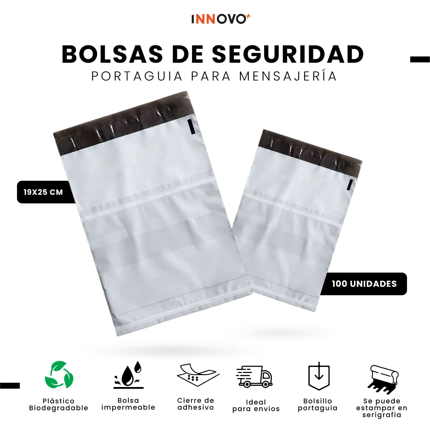 Bolsas De Seguridad Porta Guía Para Mensajería 19 X 25 Ecommerce Biodegradable img #2