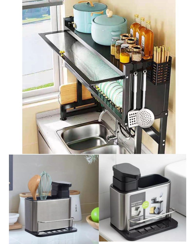 Platero Escurridor De Platos Organizador Tapa + Dispensador img #2