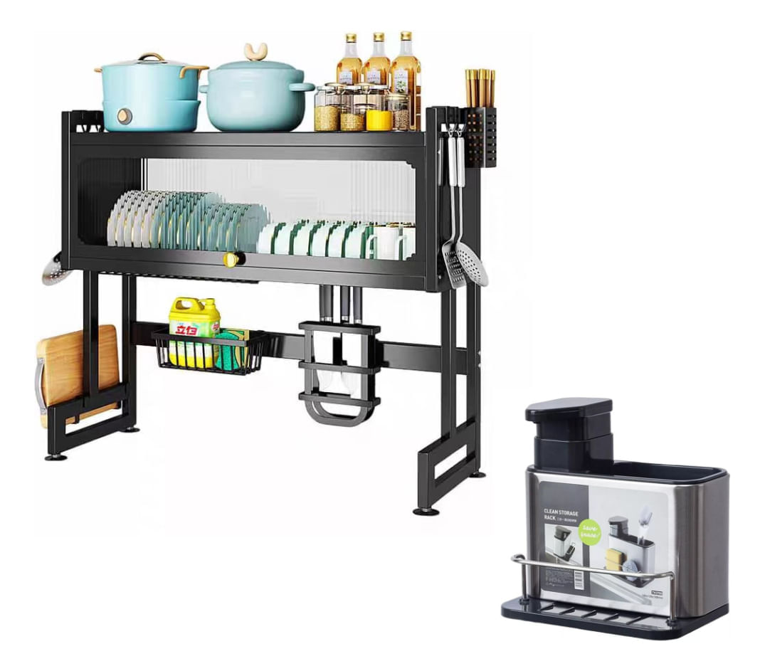 Platero Escurridor De Platos Organizador Tapa + Dispensador img #1