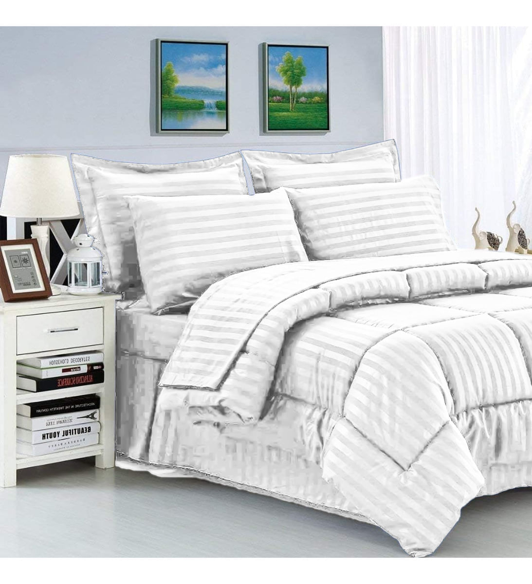 Edredon Cubrelecho Premium Cama Doble Con Fundas Para Almohada Blanco img #1