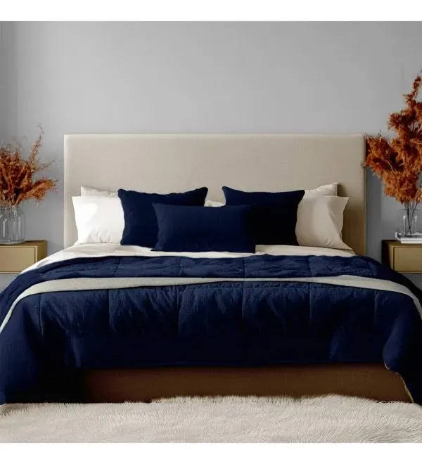 Combo Cubrelecho Térmico Ovejero Doble Funda Azul Oscuro + 2 Almohadas Confort Siliconada img #2