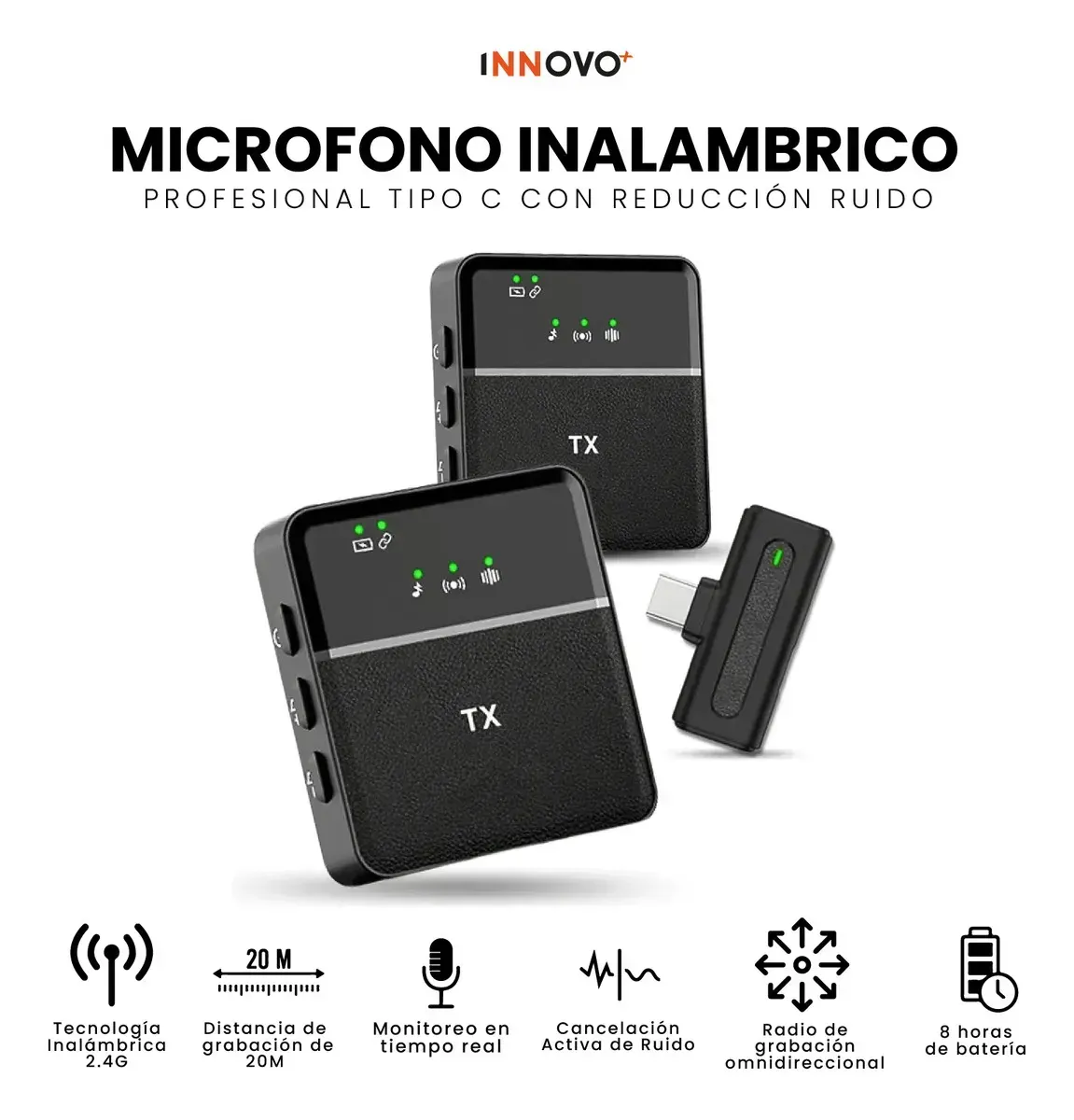 Micrófono De Solapa Profesional Inalámbrico Audio Claro Reducción De Ruido Compatible Android Y Ios img #2