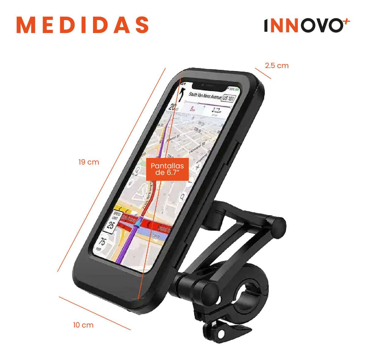Soporte Para Celular De Moto Bicicleta Ajustable Universal Con Táctil Innovo img #2
