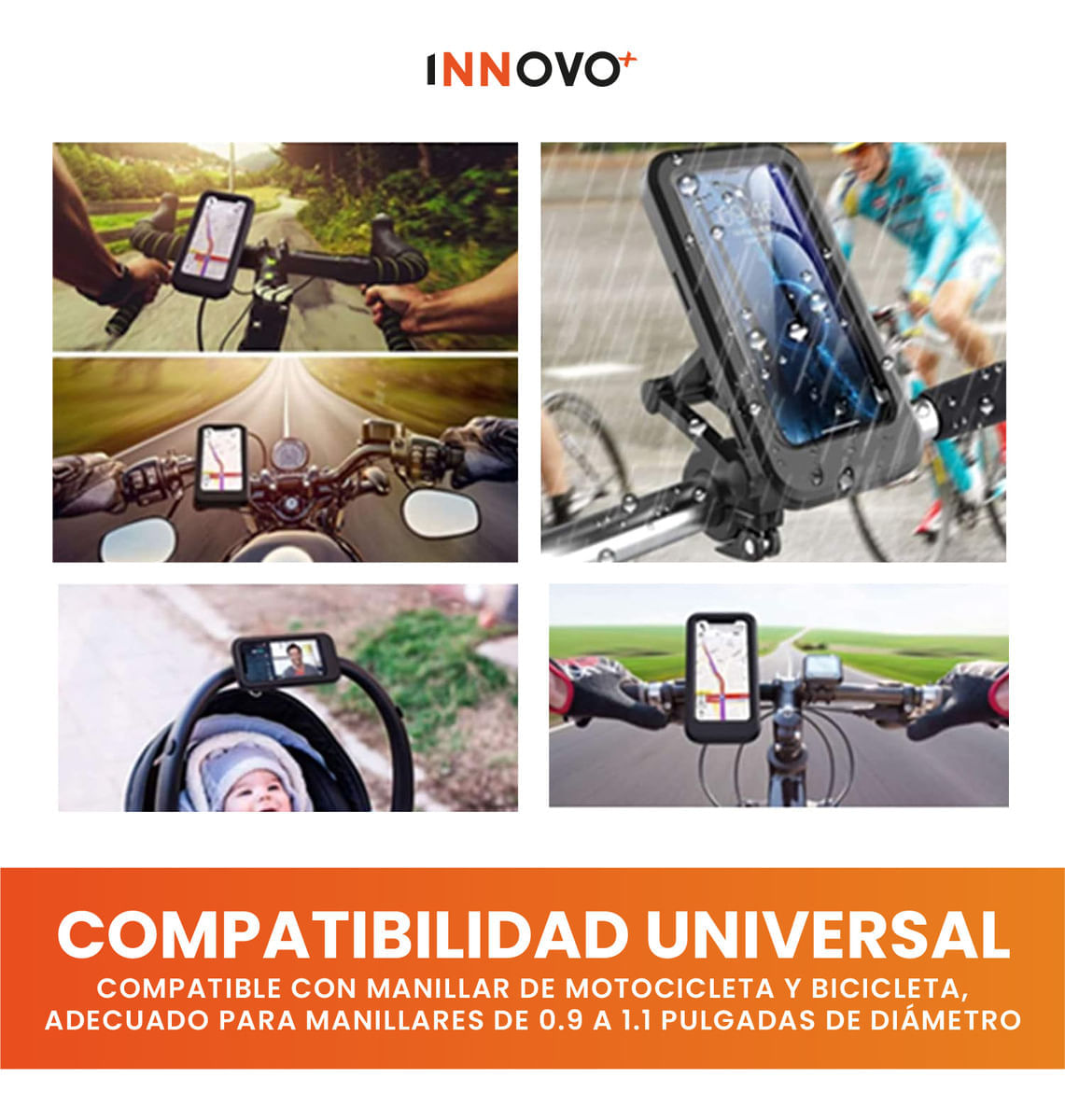Soporte Para Celular De Moto Bicicleta Ajustable Universal Con Táctil Innovo img #4