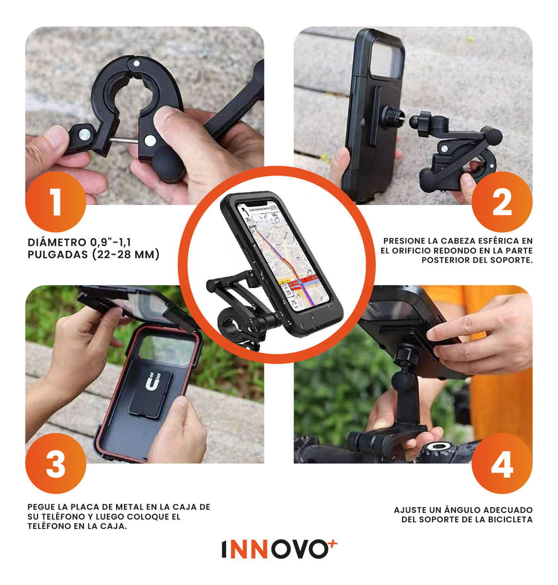 Soporte Para Celular De Moto Bicicleta Ajustable Universal Con Táctil Innovo img #3