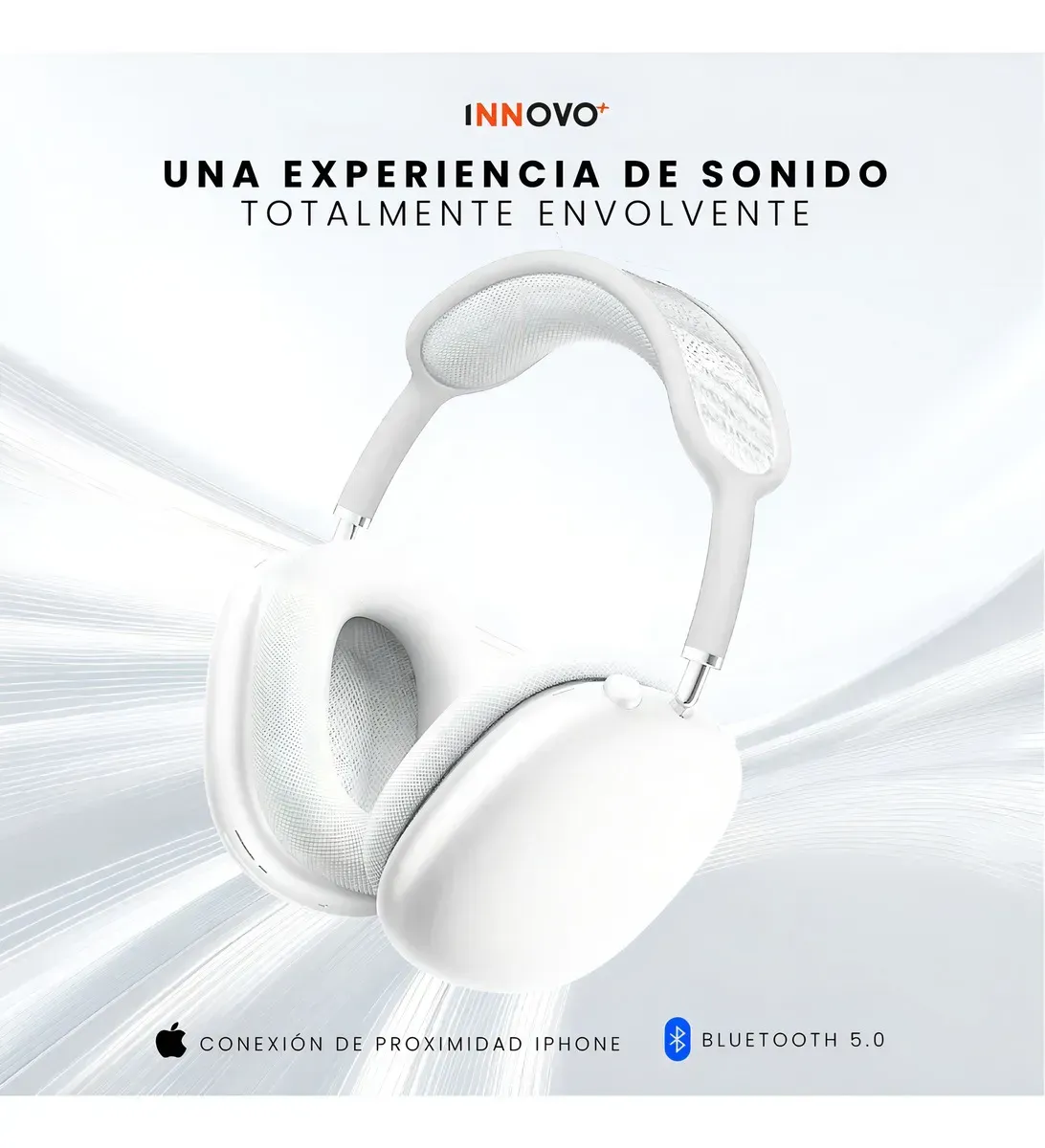 Diadema Audifonos Deportivos Cómodos Max Sound Gama Media Bluetooth Blanco Con Estuche img #4