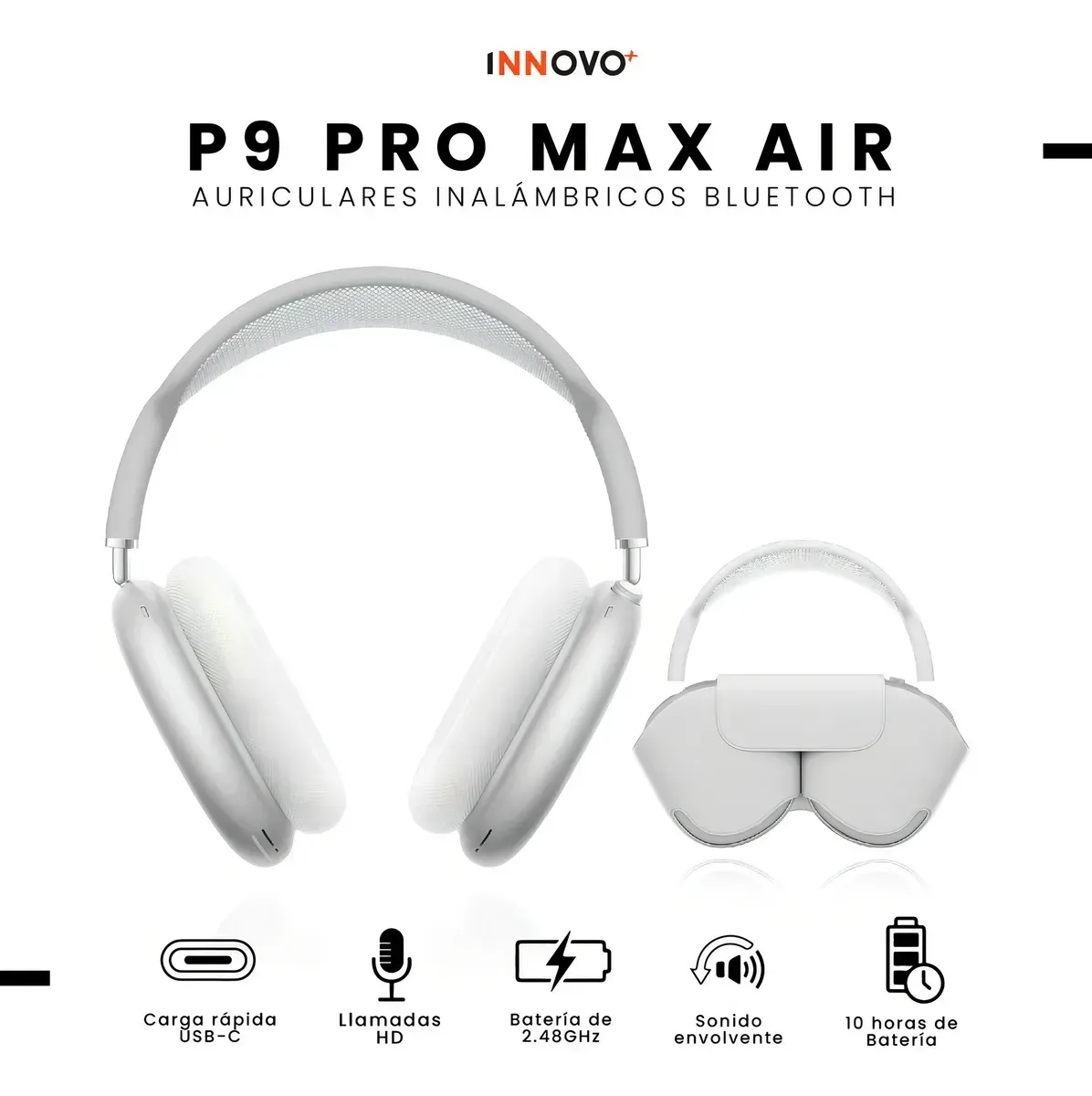 Diadema Audifonos Deportivos Cómodos Max Sound Gama Media Bluetooth Blanco Con Estuche img #2