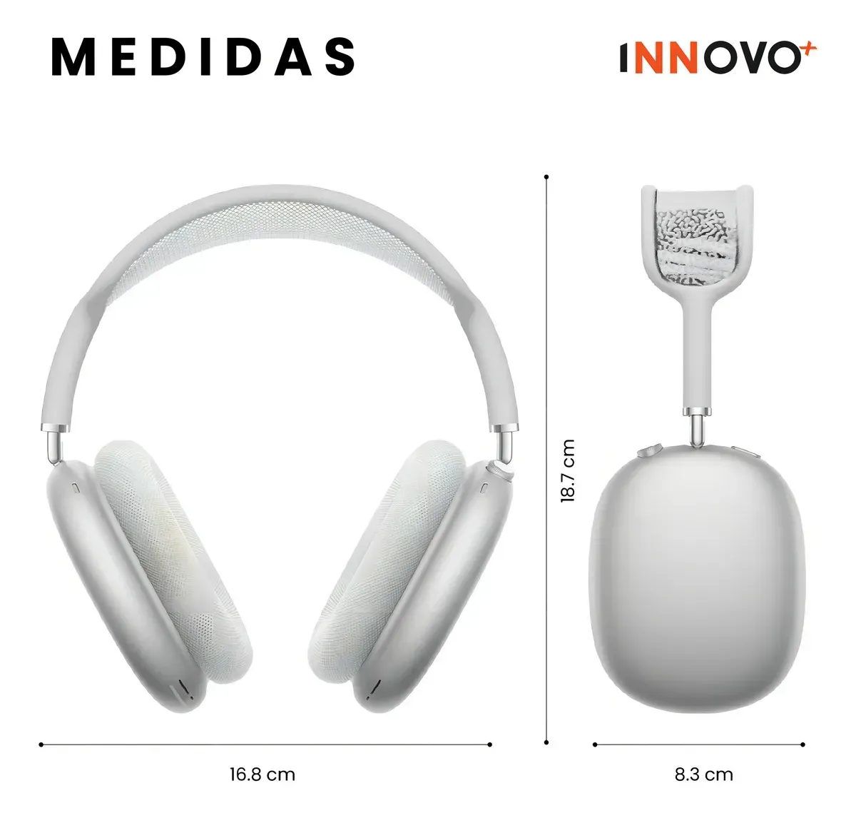 Diadema Audifonos Deportivos Cómodos Max Sound Gama Media Bluetooth Blanco Con Estuche img #3