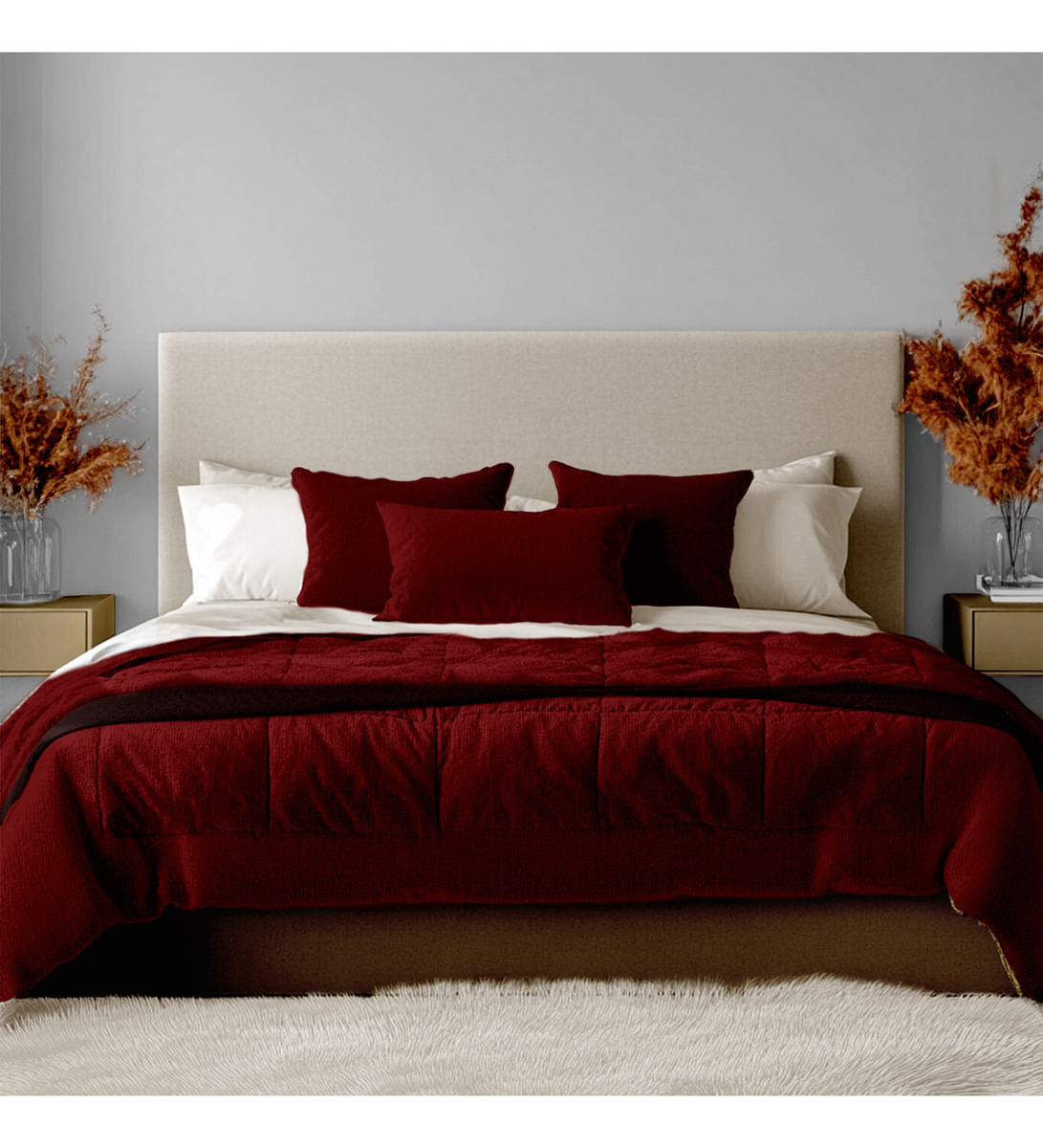 Cubrelecho Térmico Doble Funda Almohadas Cama Doble Inn Home Vinotinto img #3