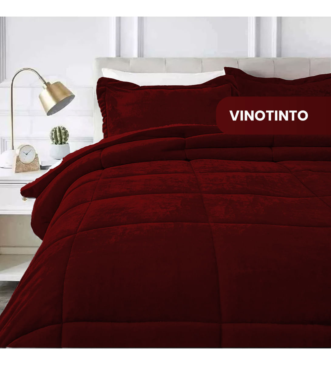 Cubrelecho Térmico Doble Funda Almohadas Cama Doble Inn Home Vinotinto img #1