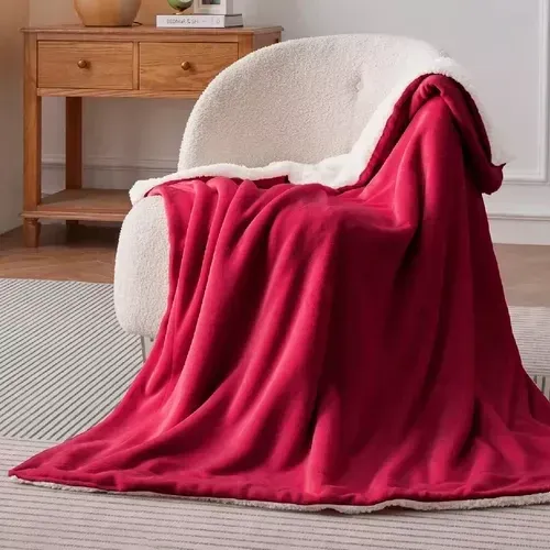 Cobija Térmica Ovejera 180 X 240 Cm Suave Terciopelo Rojo img #2