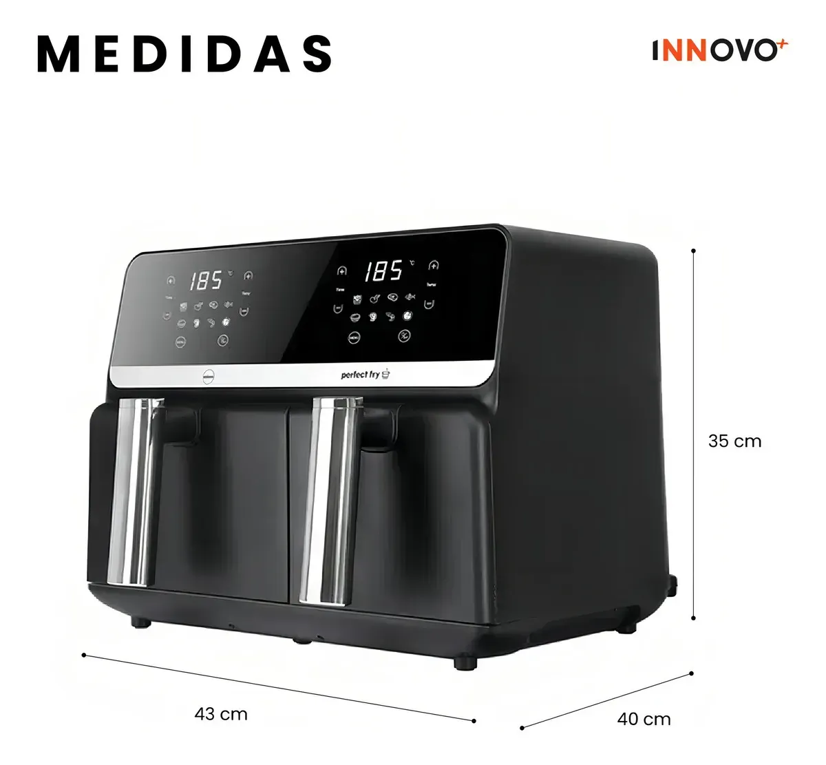Air Fryer Freidora De Aire 9 Litros Doble Bandeja Digital Premium Nobelsound Inn Nb-2100 img #3