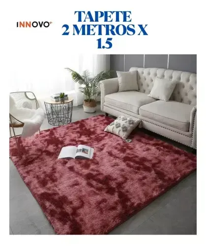 Tapete Alfombra Antideslizante Peluda 1.5 X 2 Metros Decorativo Reds Mix Colors Innovo img #1