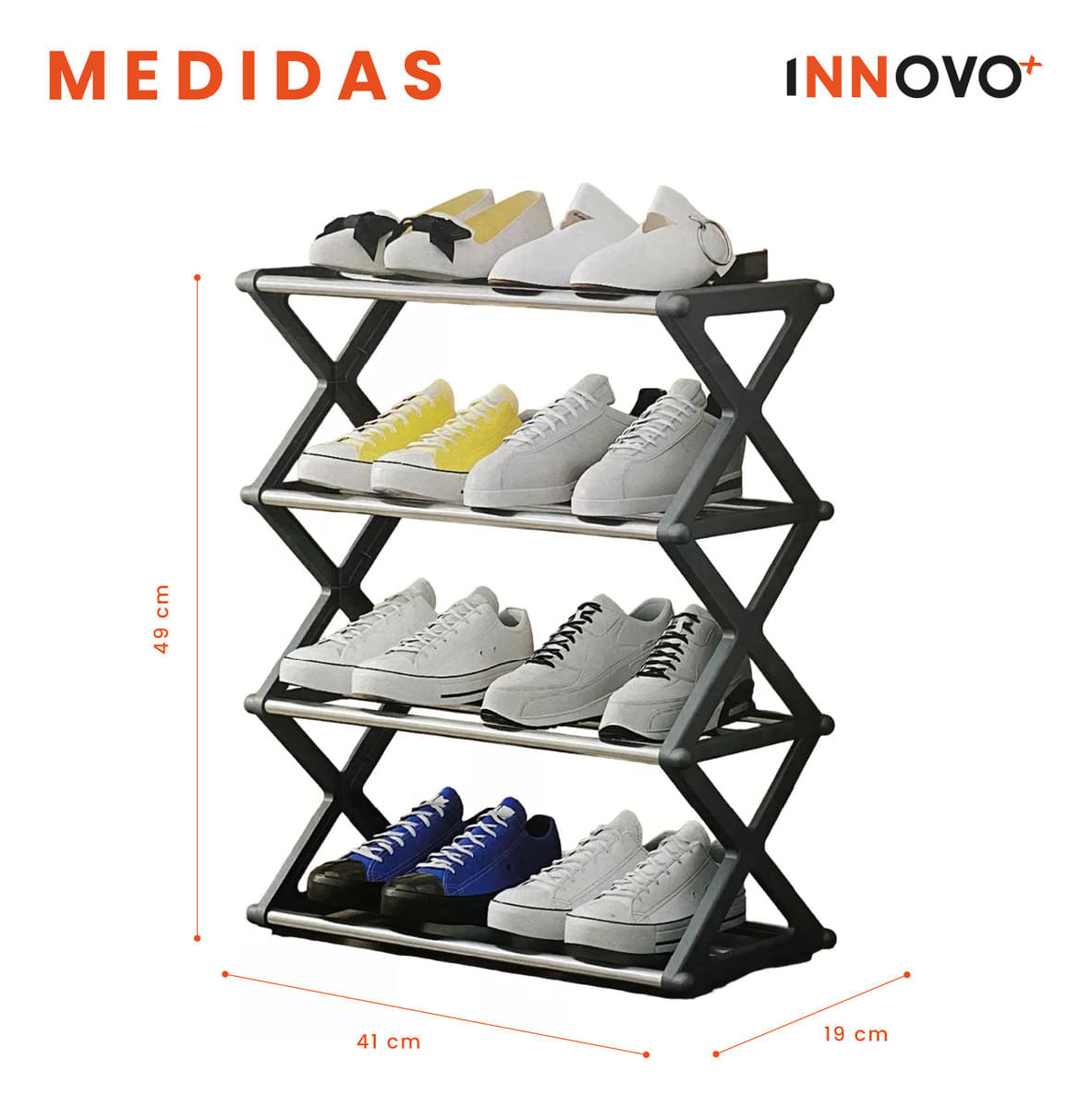 Organizador De Zapatos Para Hogar Armable Practico 4 Niveles Innovo Home img #4