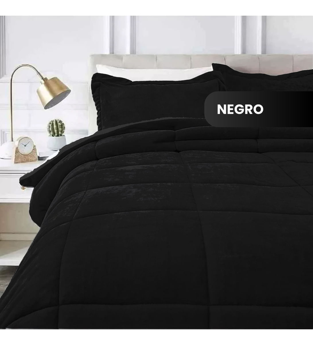 Cubrelecho Térmico Doble Funda Almohadas Cama Doble Inn Home Negro Con Blanco img #1