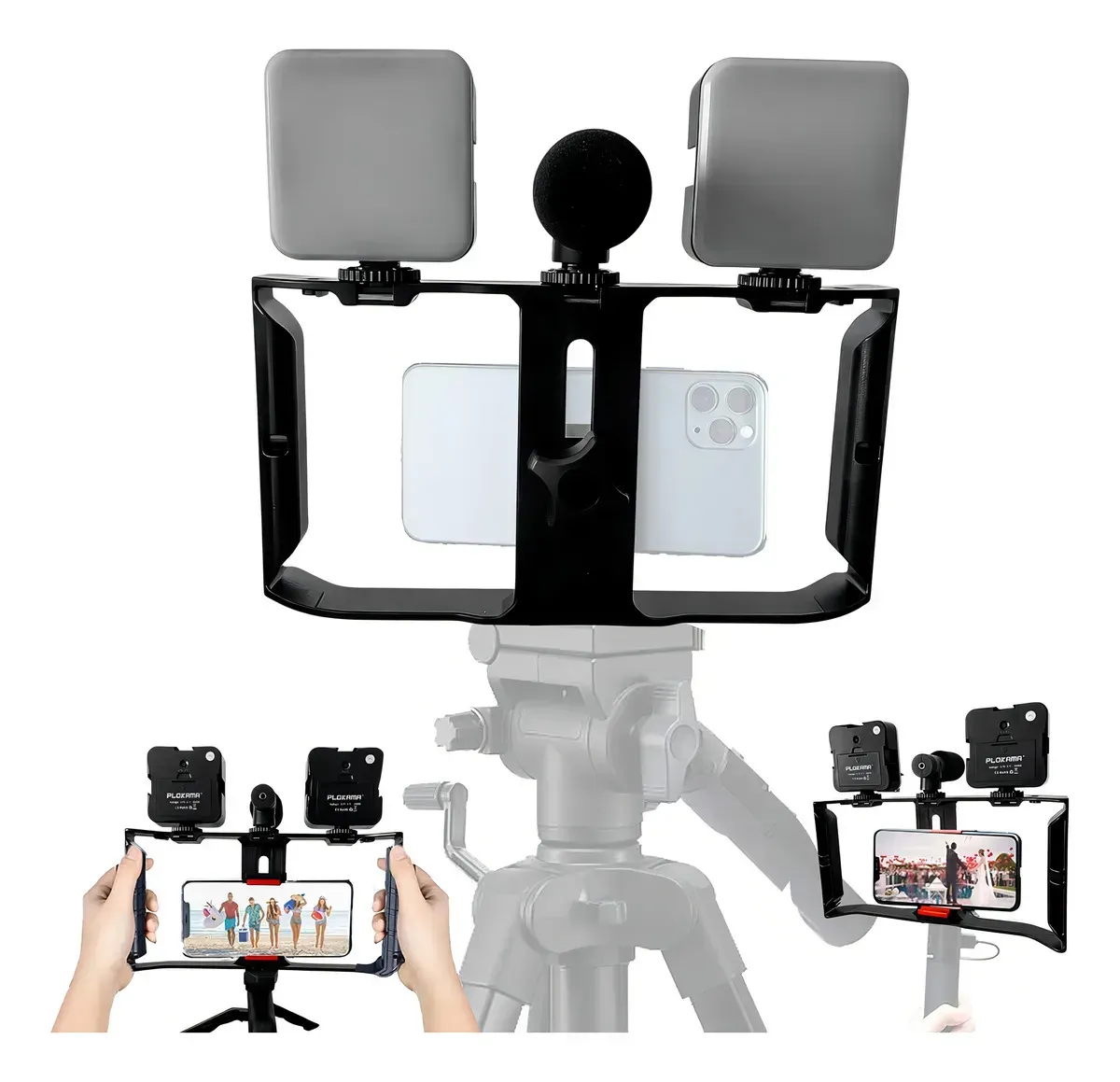 Soporte Profesional Making Crear Contenido Micrófono Luz Led RGB img #2