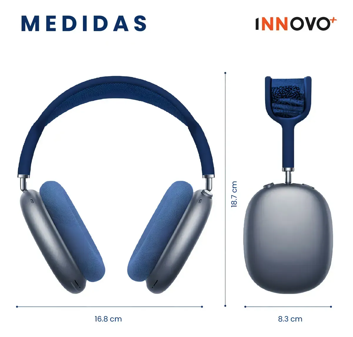 Diadema Audifonos Deportivos Cómodos Max Sound Gama Media Bluetooth Azul Con Estuche img #6