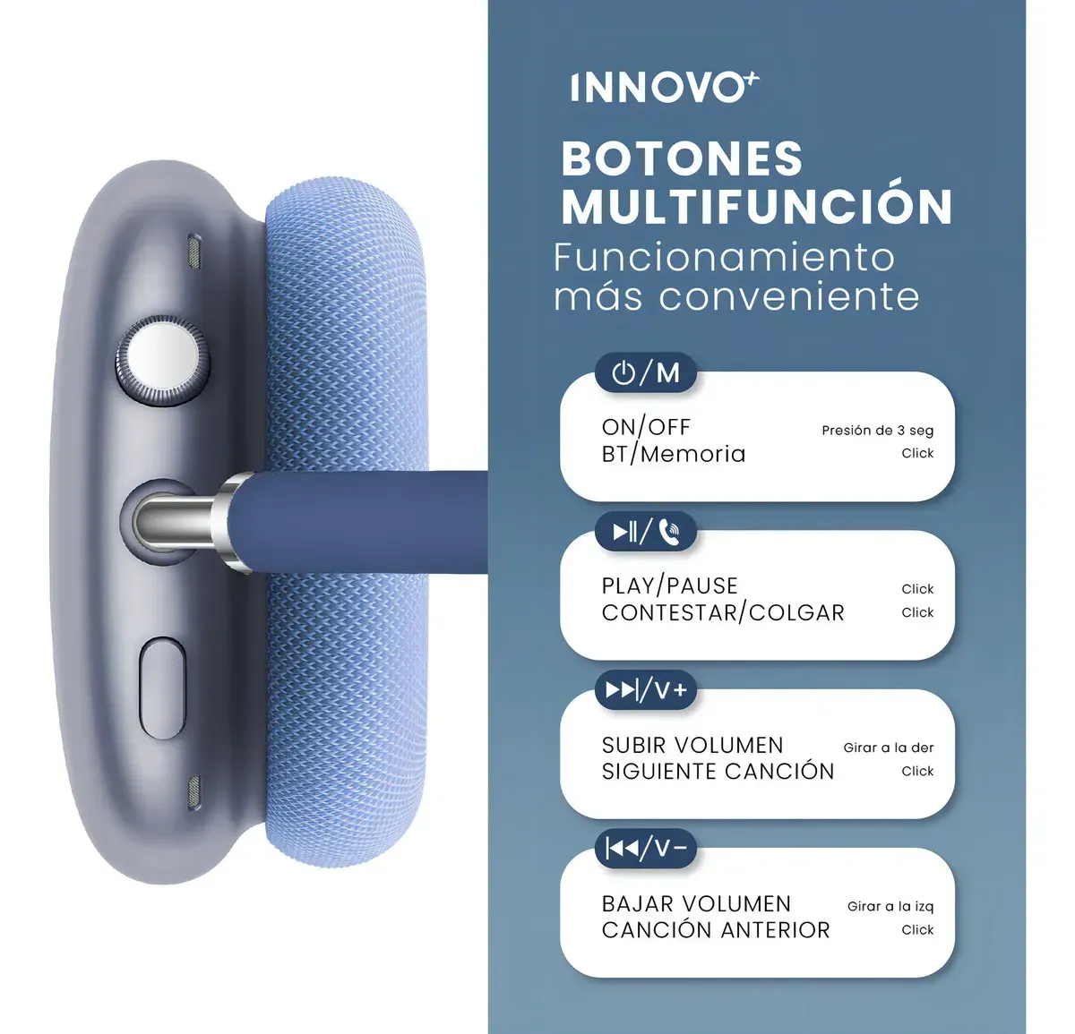 Diadema Audifonos Deportivos Cómodos Max Sound Gama Media Bluetooth Azul Con Estuche img #3