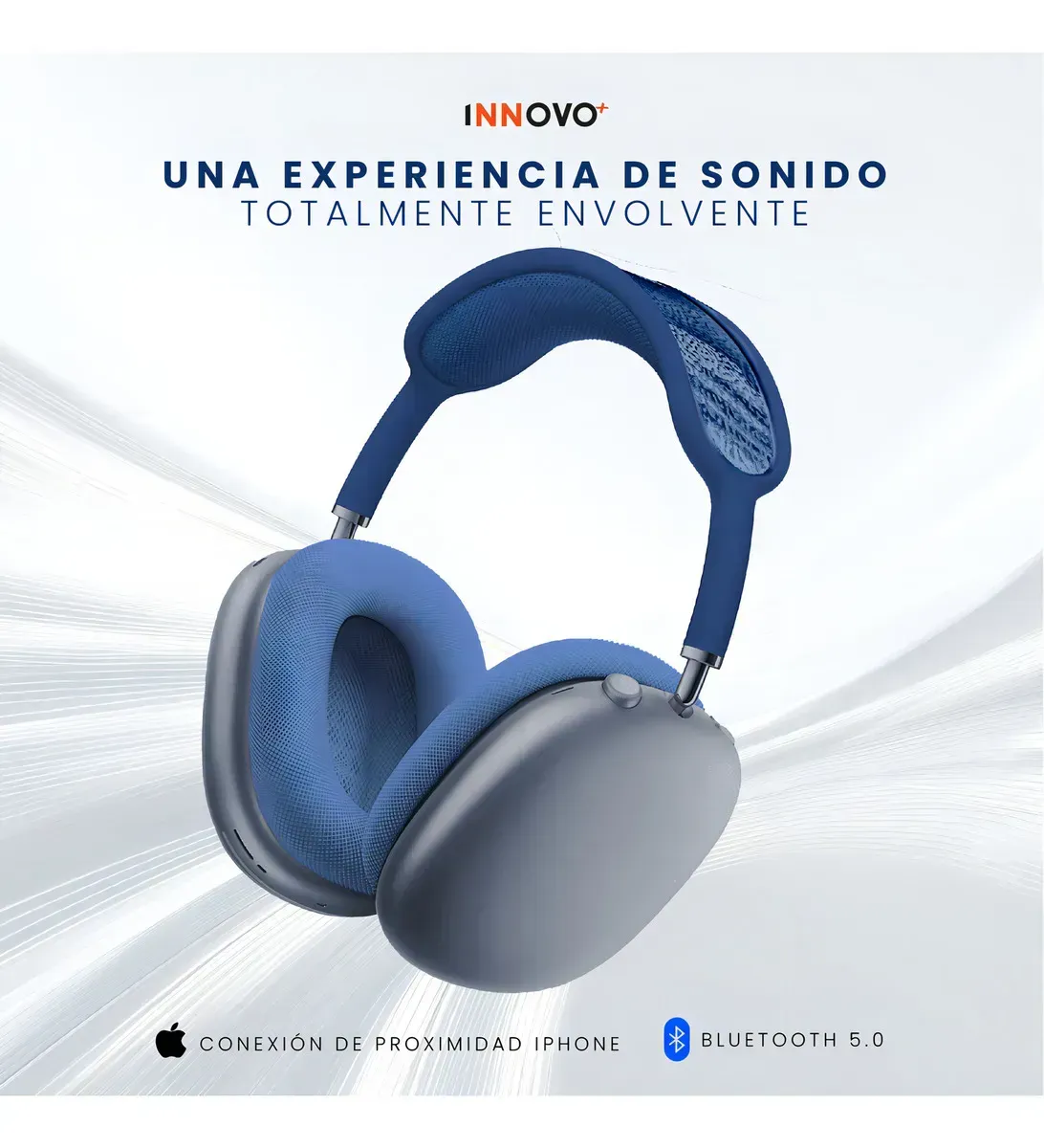 Diadema Audifonos Deportivos Cómodos Max Sound Gama Media Bluetooth Azul Con Estuche img #4