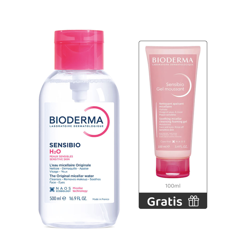 Kit Sensibio H2O Agua Micelar 500ml + Gratis Sensibio Gel Moussant 100ml - Bioderma img #1