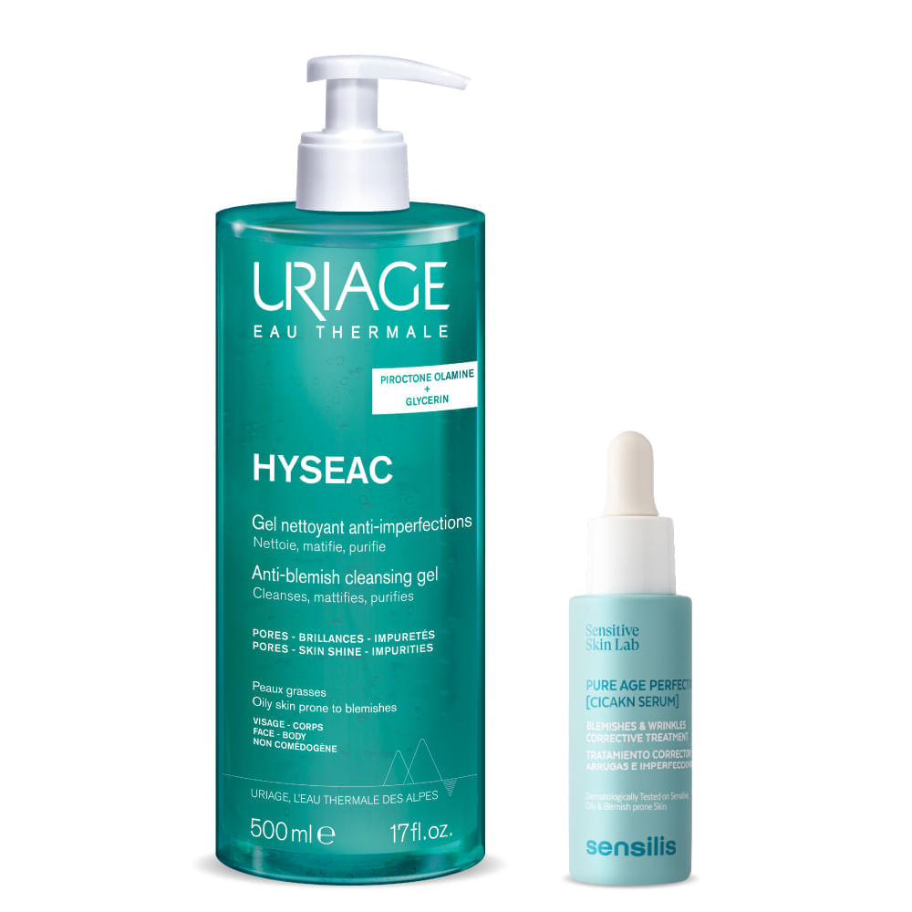 Kit Rutina Anti-Imperfecciones: Hyséac Gel Limpiador 500 ml - Uriage + Pure Age Perfection Cicakn Serum 30 ml - Sensilis img #1